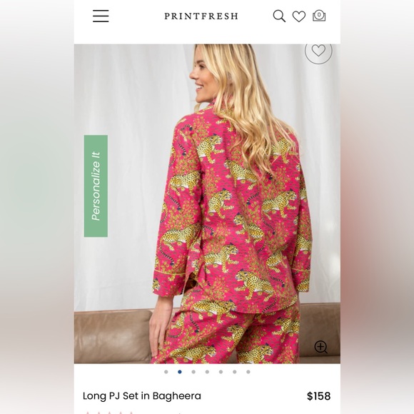 Printfresh Bagheera Long PJ Pajama Set - Hot Pink - Picture 2 of 6